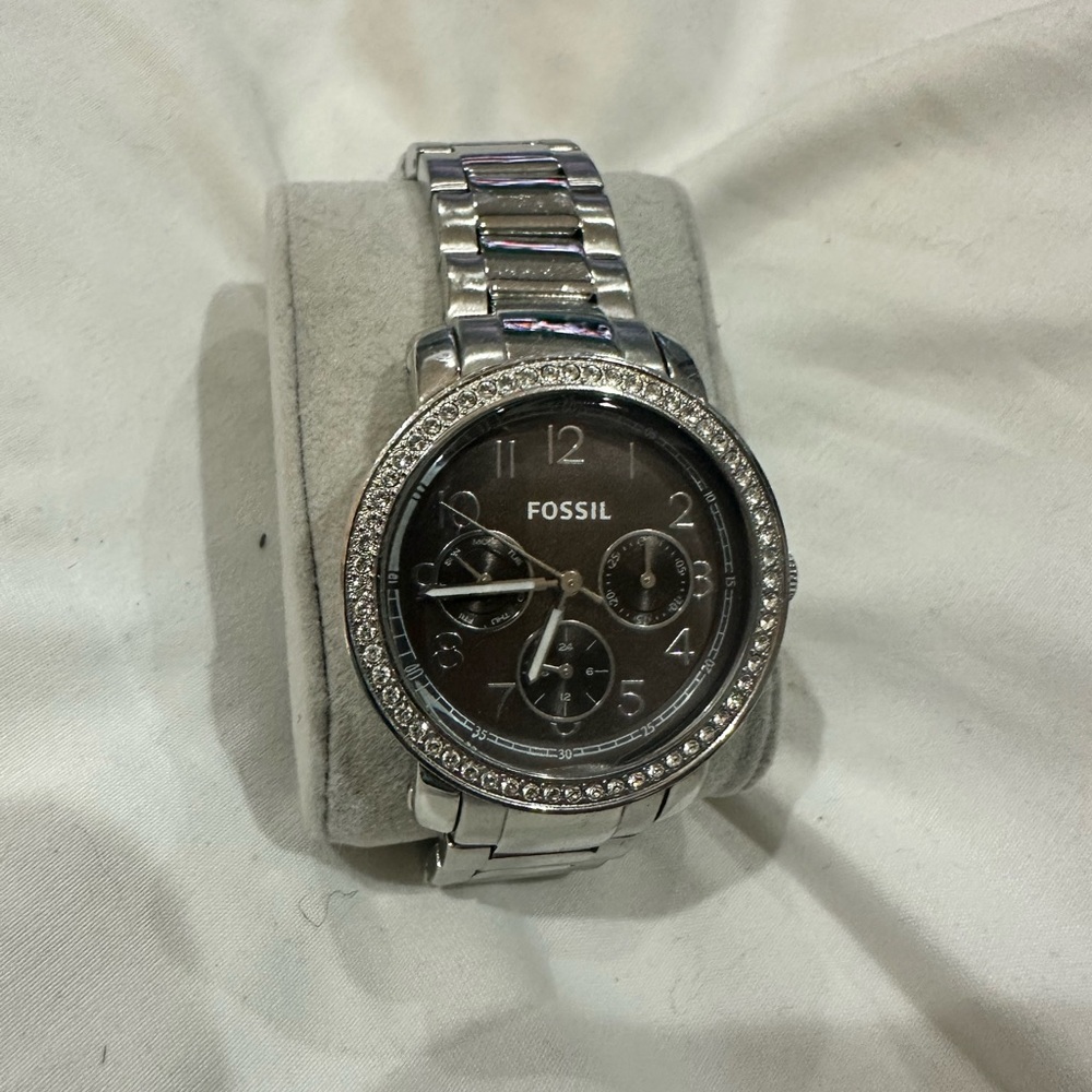 Fossil Silver and Black Dial Watch